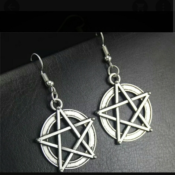 Pentagram earrings star w bonus crystals - Picture 2 of 3